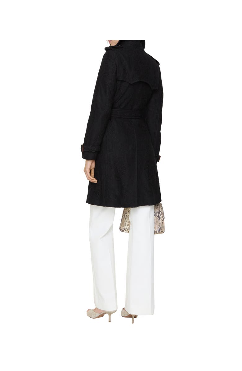 Burberry Mid-length Paisley Lace Foxfield Trench Coat, Alternate, color, Black