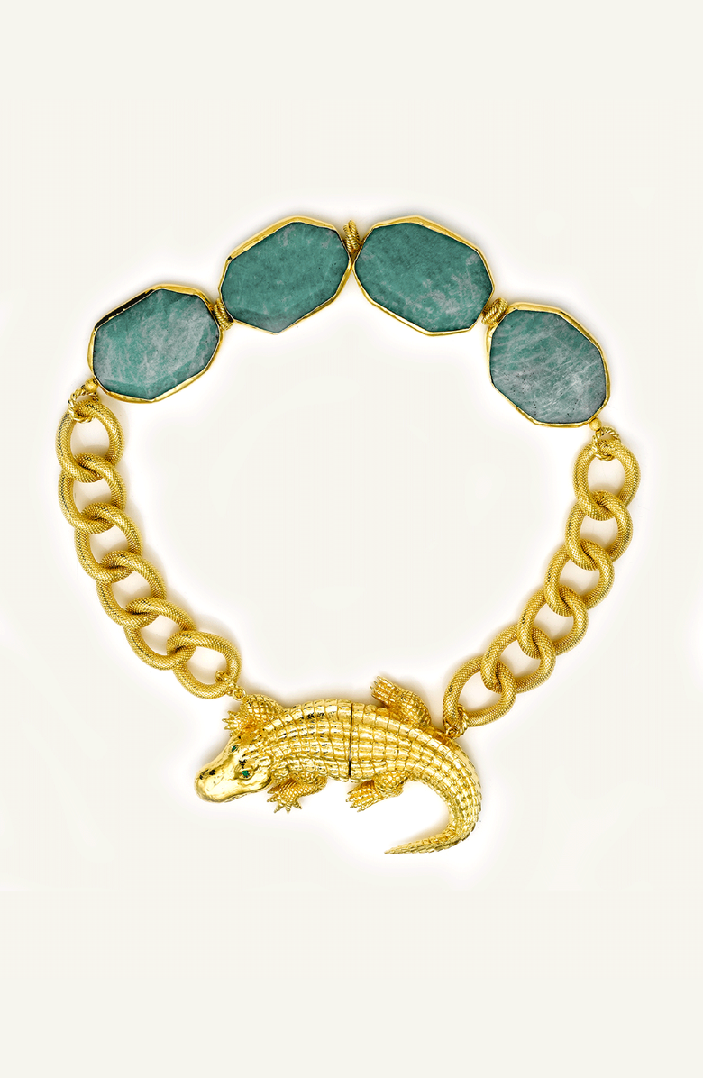 Samantha Siu - New York Eye Shine Necklace, Main, color, Gold / Green