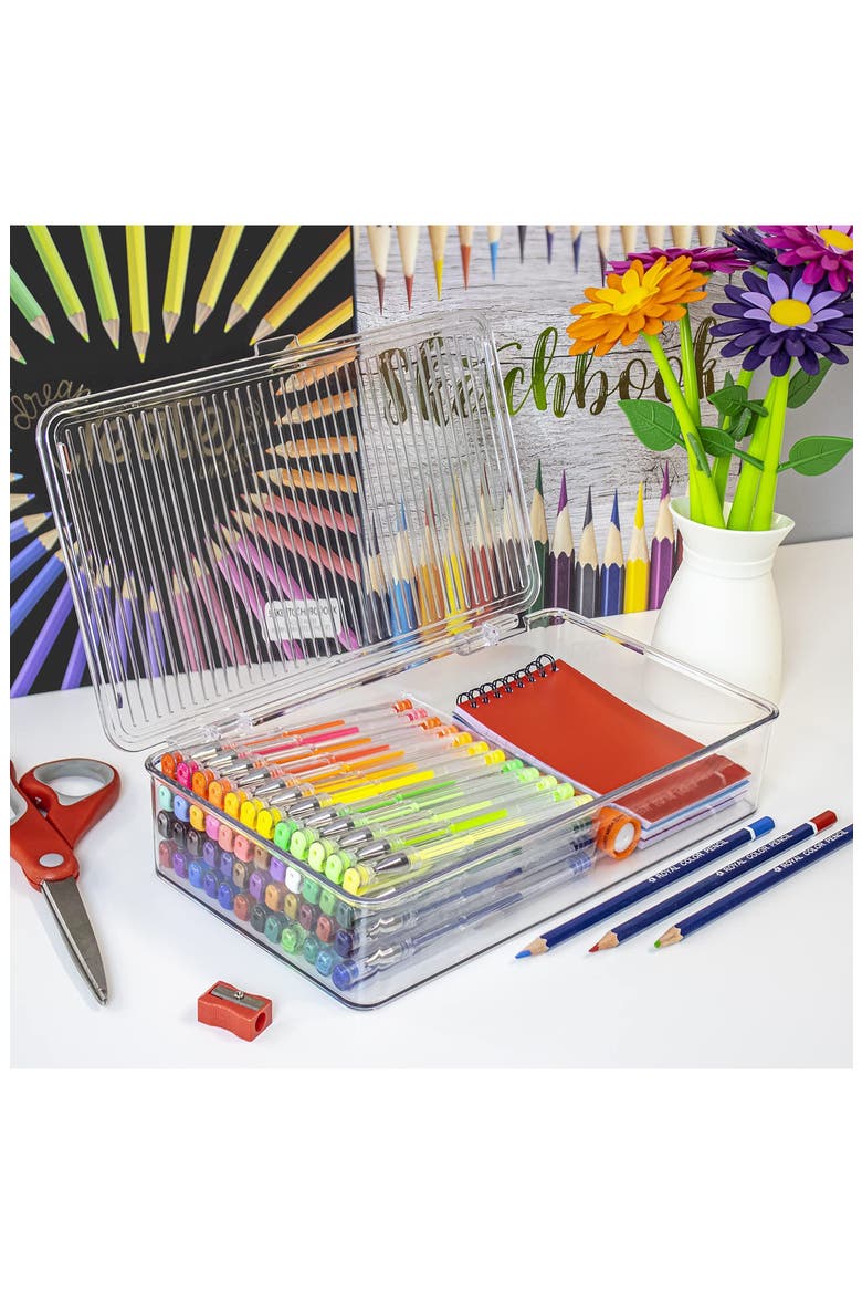 2-Pack Storage Organizers with Lids, Alternate, color, CLEAR