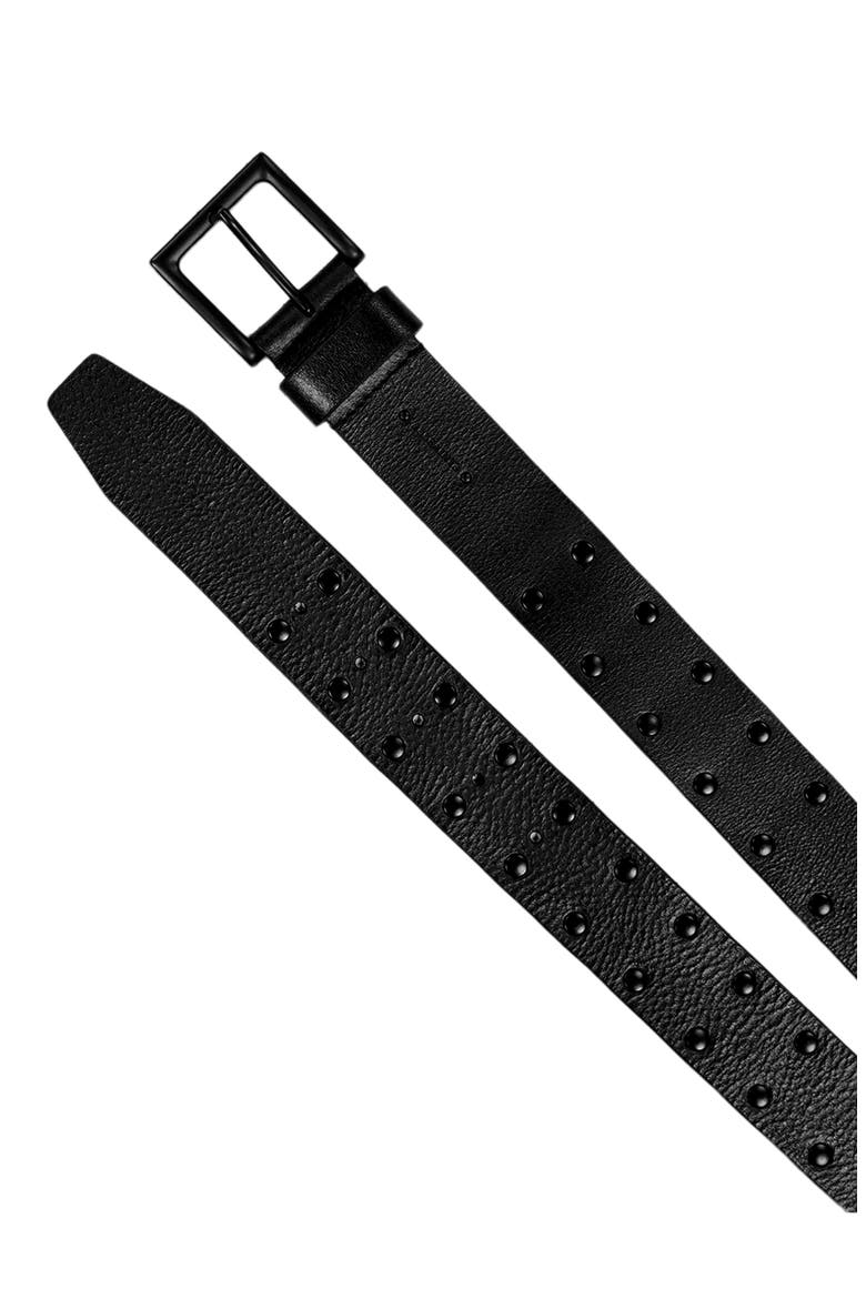 Studded Leather Belt, Alternate, color, BLACK / MATTE BLACK