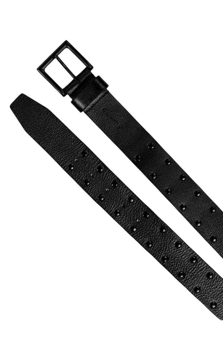 AllSaints Studded Leather Belt, Alternate, color, Black / Matte Black