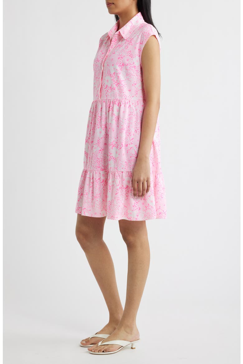 Arley Floral Print Sleeveless Shirtdress, Alternate, color, CONCH SHELL PINK BURST OF JOY