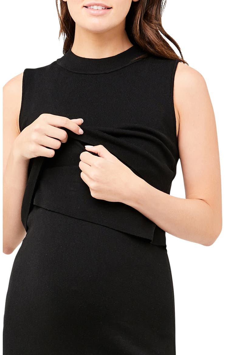 Layered Nursing Maternity Dress, Alternate, color, BLACK