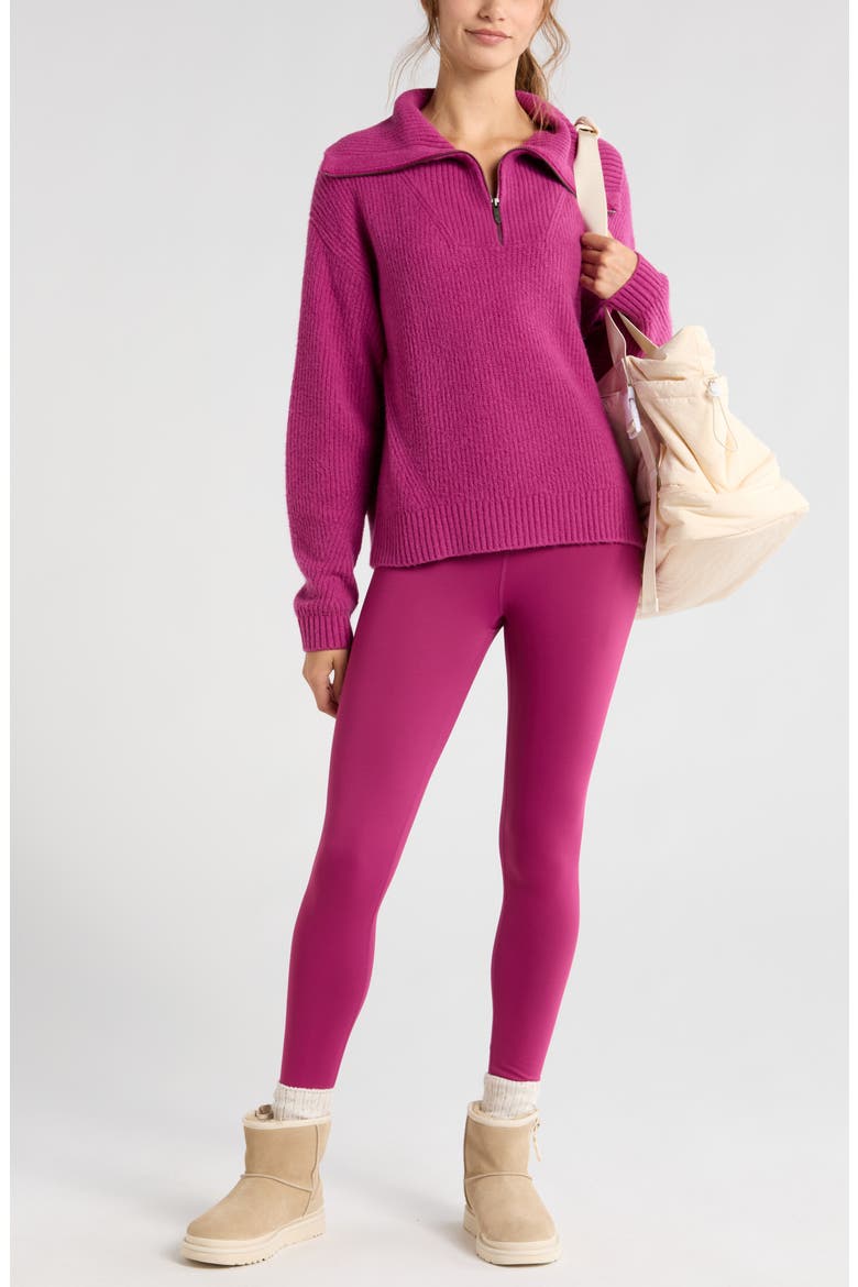 Cozy Quarter Zip Rib Pullover Sweater, Alternate, color, PURPLE BOYSEN