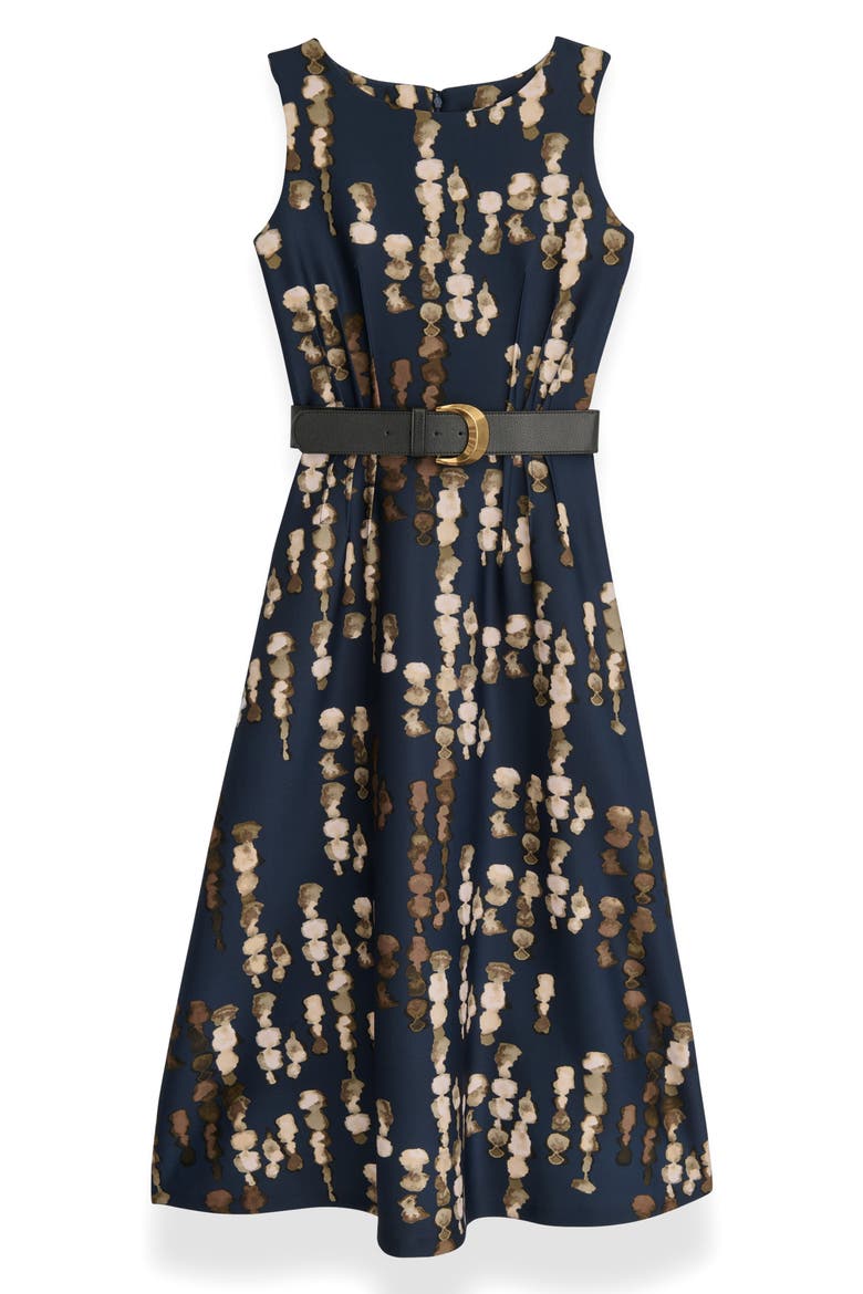 Abstract Print Belted Midi Dress, Alternate, color, ECLIPSE MULTI