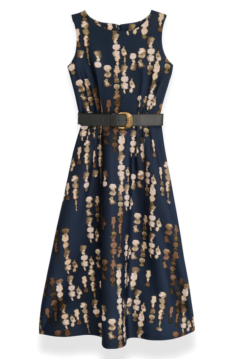 Donna Karan New York Abstract Print Belted Midi Dress, Alternate, color, Eclipse Multi
