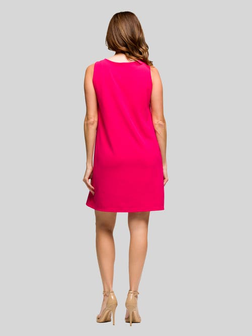 24seven Comfort Apparel Solid Color Sleeveless Mini Shift Dress In Pink
