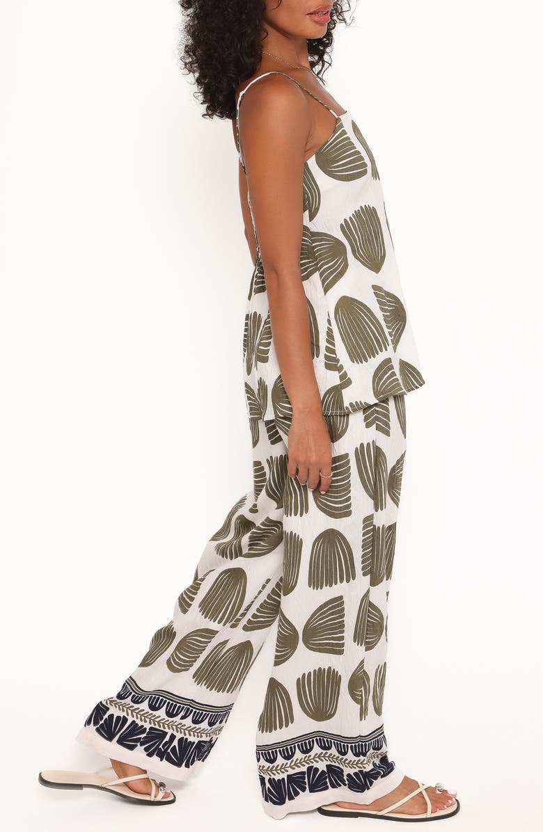 Petal & Pup Brianna Palm Print Camisole & Wide Leg Pants Set, Alternate, color, Green Palm Print