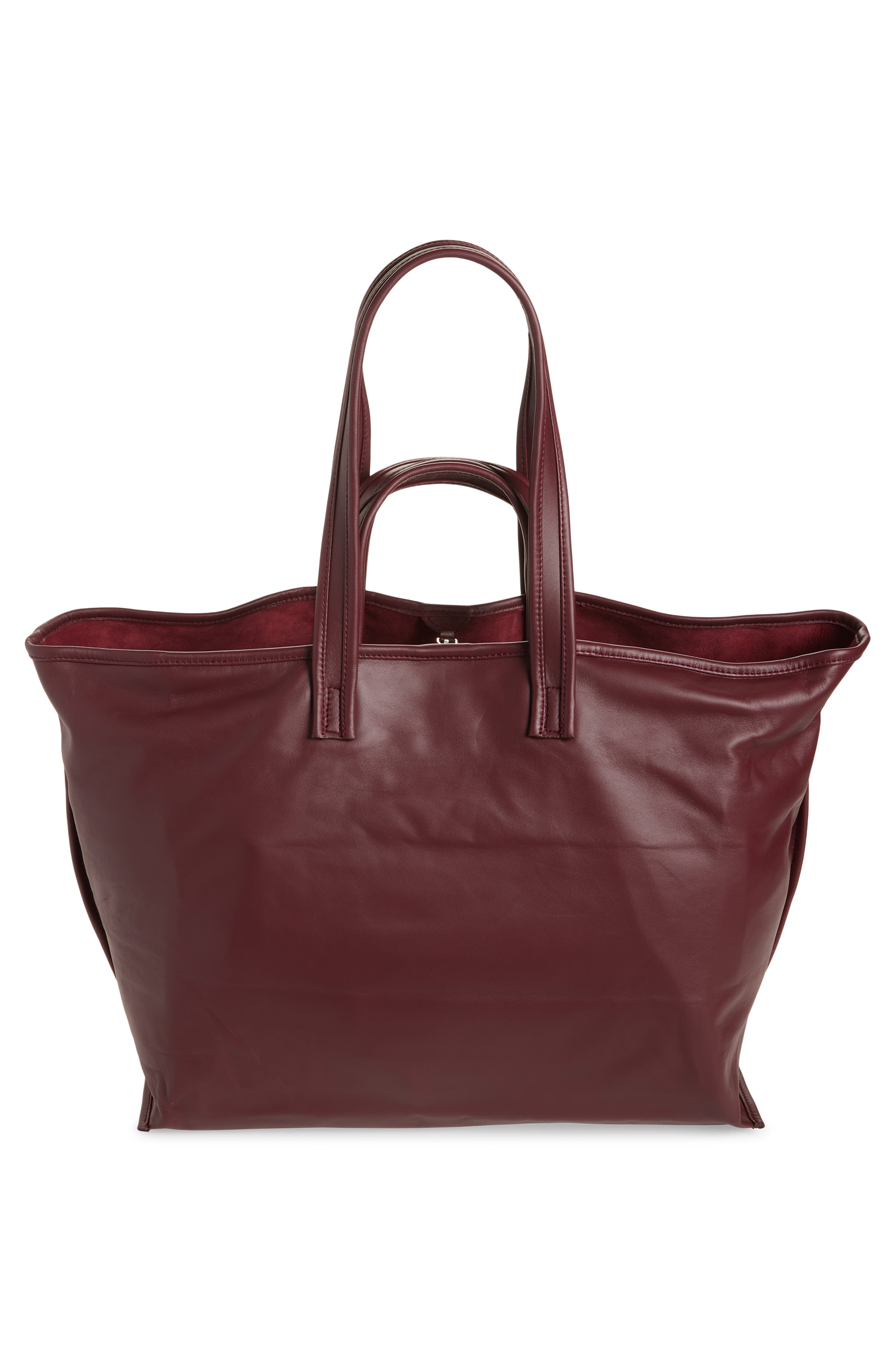 Lamskin Leather Tote, Alternate, color, BORDEAUX