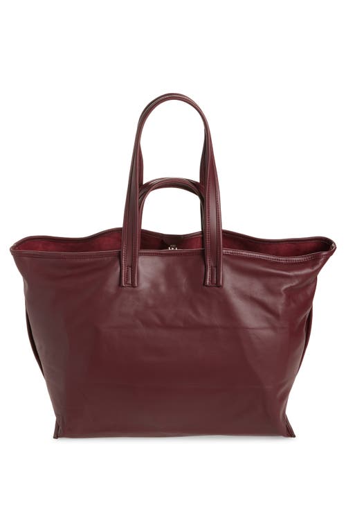 Kassl Lamskin Leather Tote In Burgundy