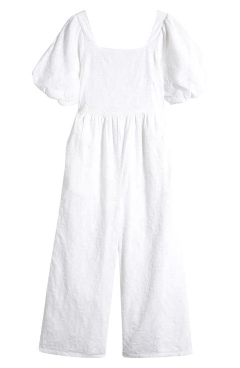 Kids' Puff Sleeve Wide Leg Jumpsuit (Big Kid)