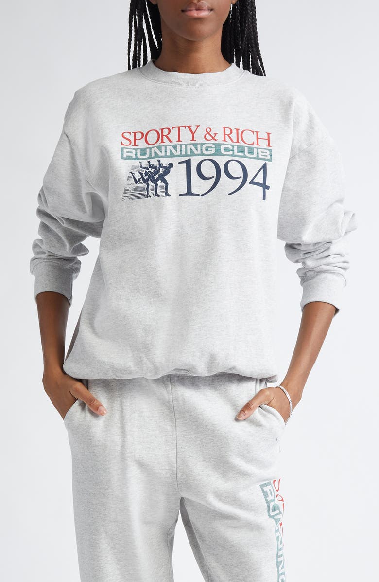 Sporty & Rich Finish Line Crewneck Sweatshirt, Main, color, 