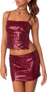 EDIKTED Cosmo Sequin Open Back Crop Top