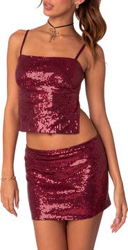 EDIKTED Cosmo Sequin Open Back Crop Top