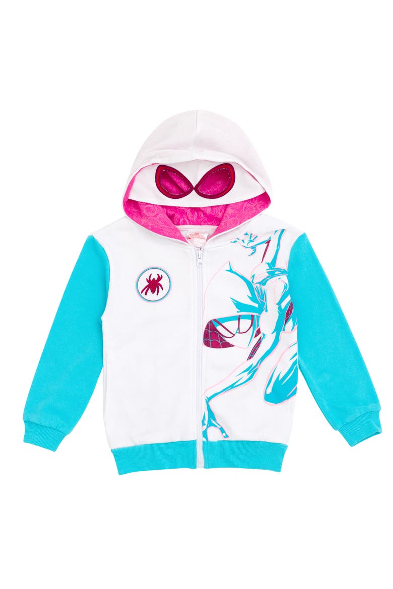 Spider-Man Cosplay Fleece Zip-Up Hoodie, Main, color, Ghost Spider Teal