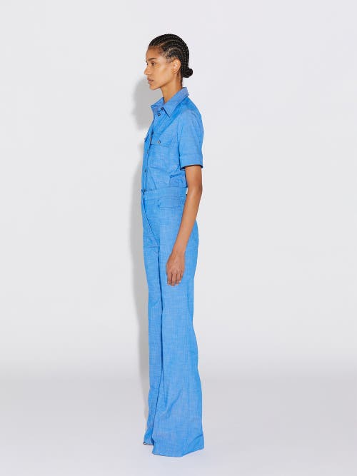 Callas Milano Vesper Stretch Denim Poplin Shirt In Blue