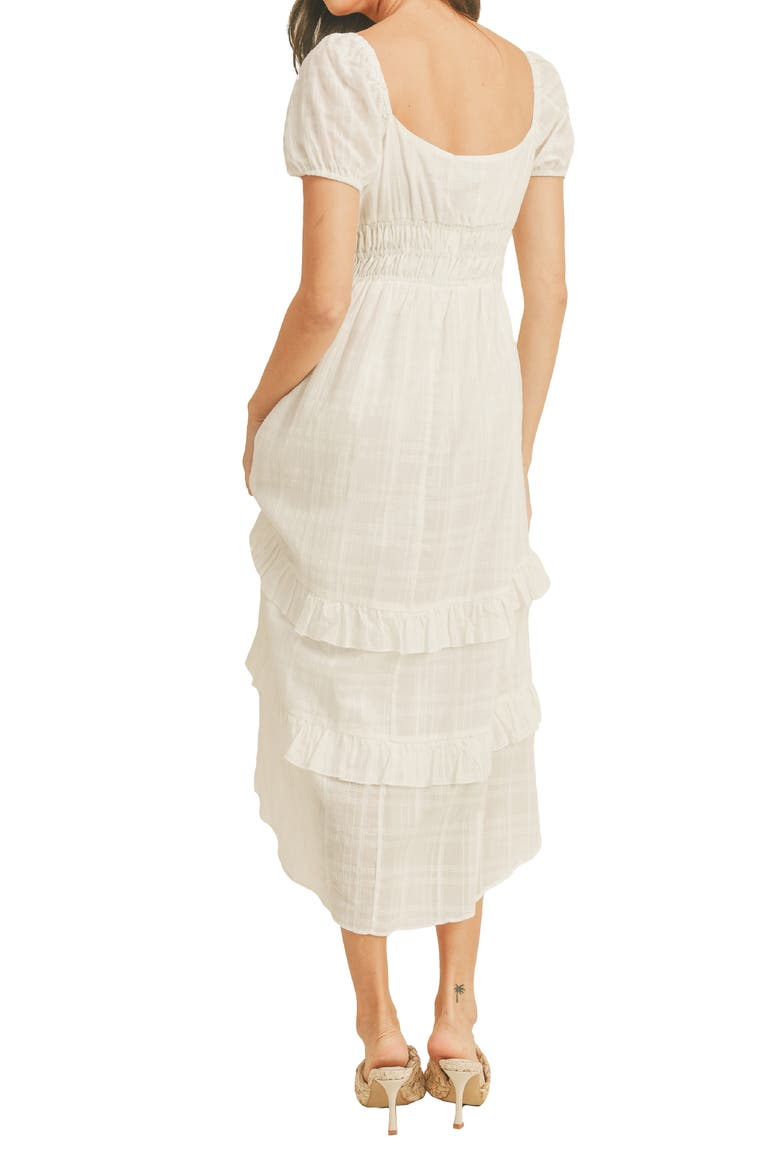 Tiered Smocked Waist Cotton Midi Dress, Alternate, color, WHITE
