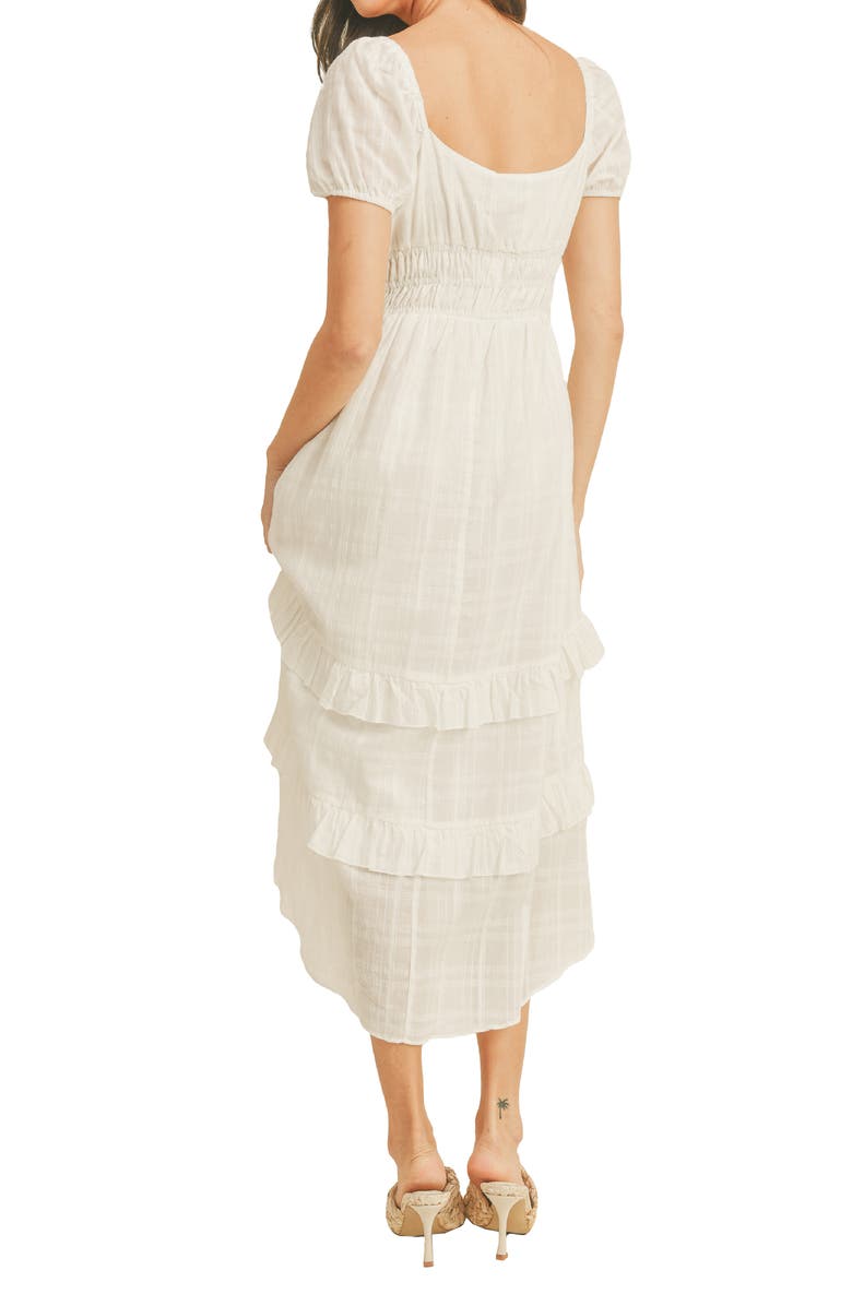All in Favor Tiered Smocked Waist Cotton Midi Dress, Alternate, color,