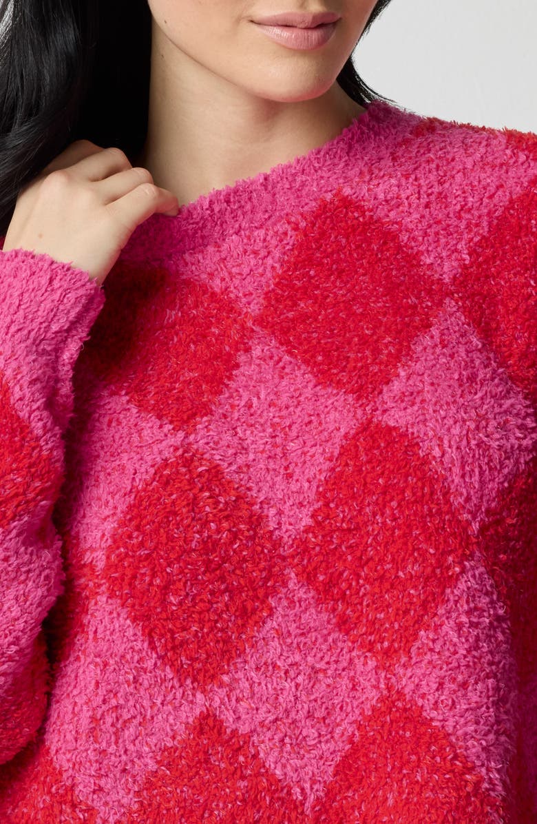 Florence by Mills Crop Argyle Chenille Sweater, Alternate, color, Scarlet/Pink