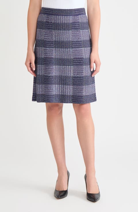 Knit Tweed Pull-On Pencil Skirt