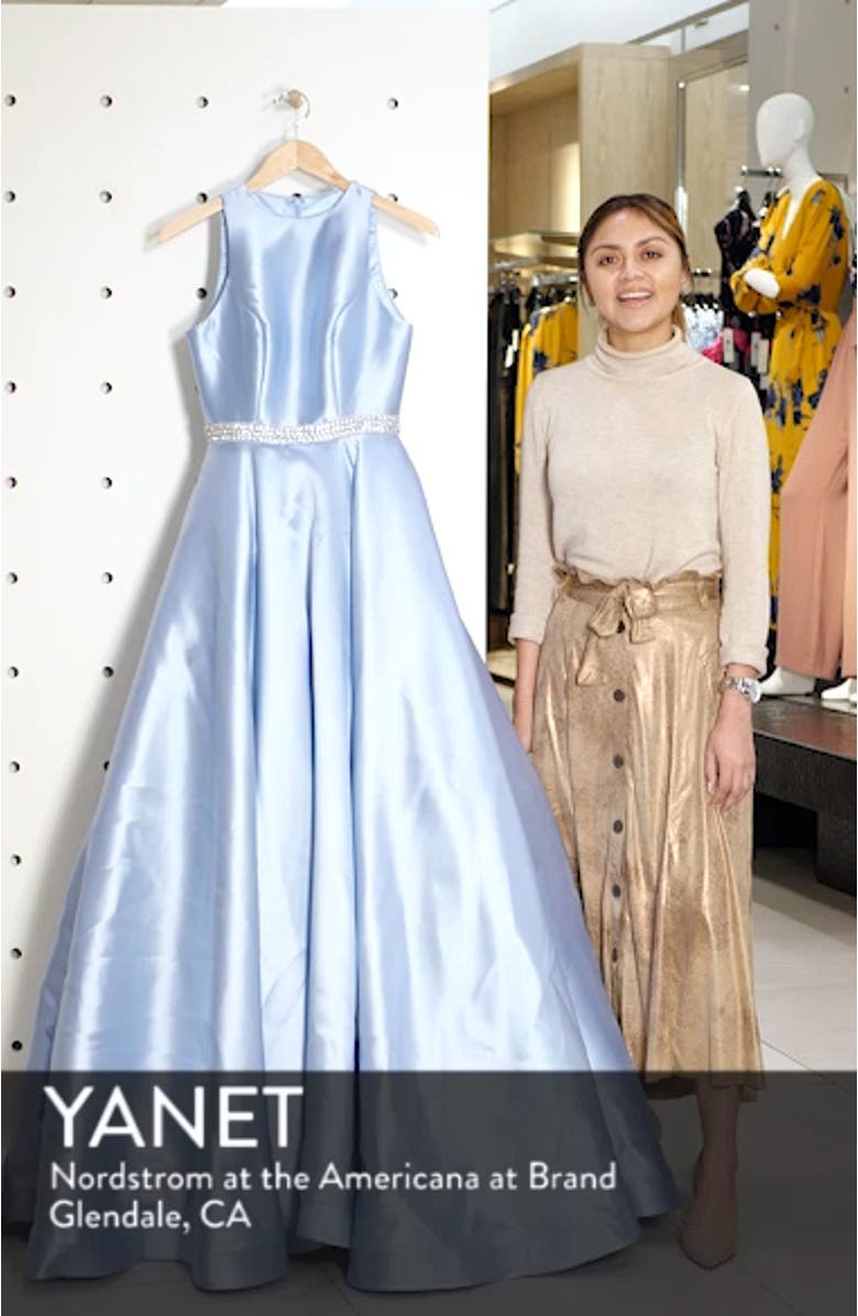 Embellished Waist Satin Ballgown, sales video thumbnail