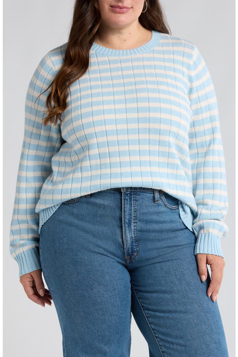 Stitch Play Stripe Sweater, Main, color, BLUE FALLS- IVORY PRISTINE STP