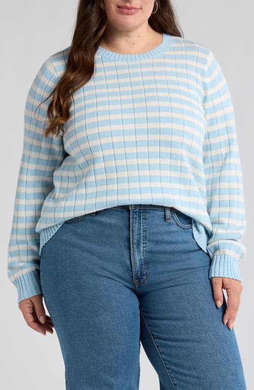 Shop Caslonr Caslon(r) Stitch Play Stripe Sweater In Blue Falls- Ivory Stripe