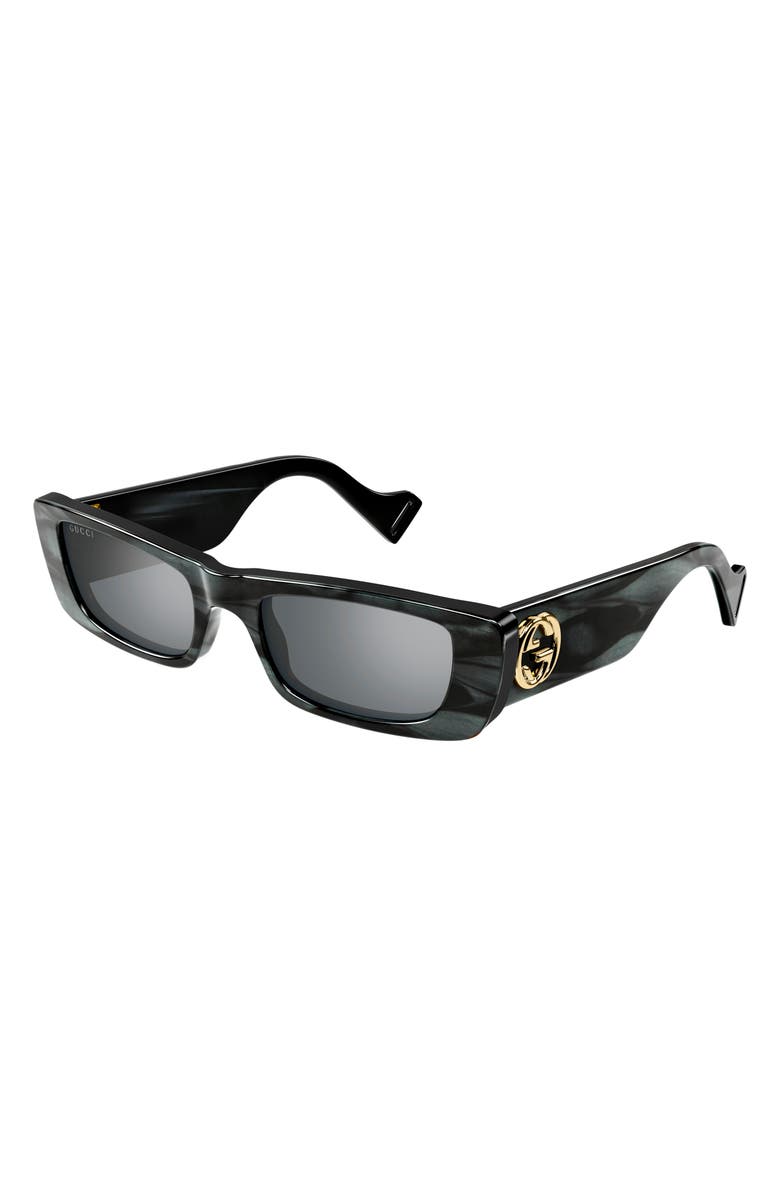 Gucci 52mm Mirrored Rectangular Sunglasses, Alternate, color, 