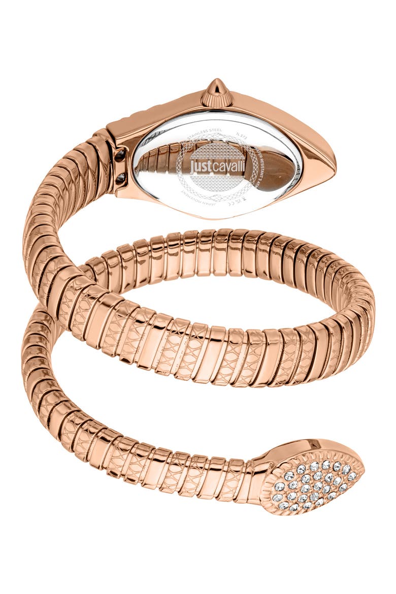 Snake Wraparound Bracelet Watch, 20mm x 34.5mm, Alternate, color, ROSE GOLD