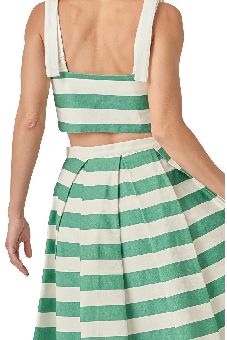 Bold Stripe Tie Strap Crop Tank, Alternate, color, GREEN/ WHITE