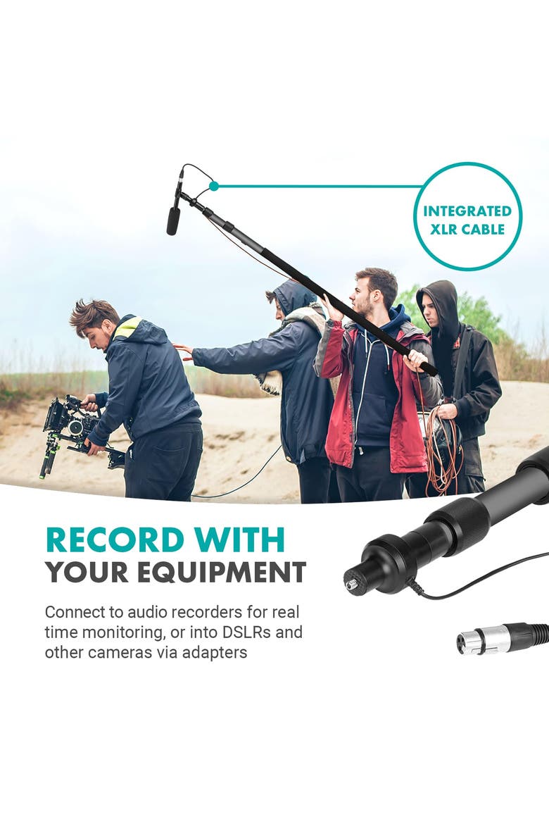 Boom Mic Bundle - Shotgun Microphone with Telescoping Boom Pole and XLR Cable, Alternate, color, Black