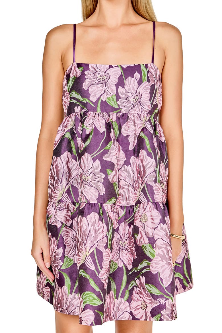 Floral Jacquard Sleeveless Minidress, Alternate, color, MAUVE