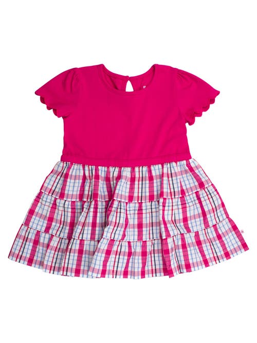 Rufflebutts Babies' Mixed Media Short Sleeve Tiered Dress In Red
