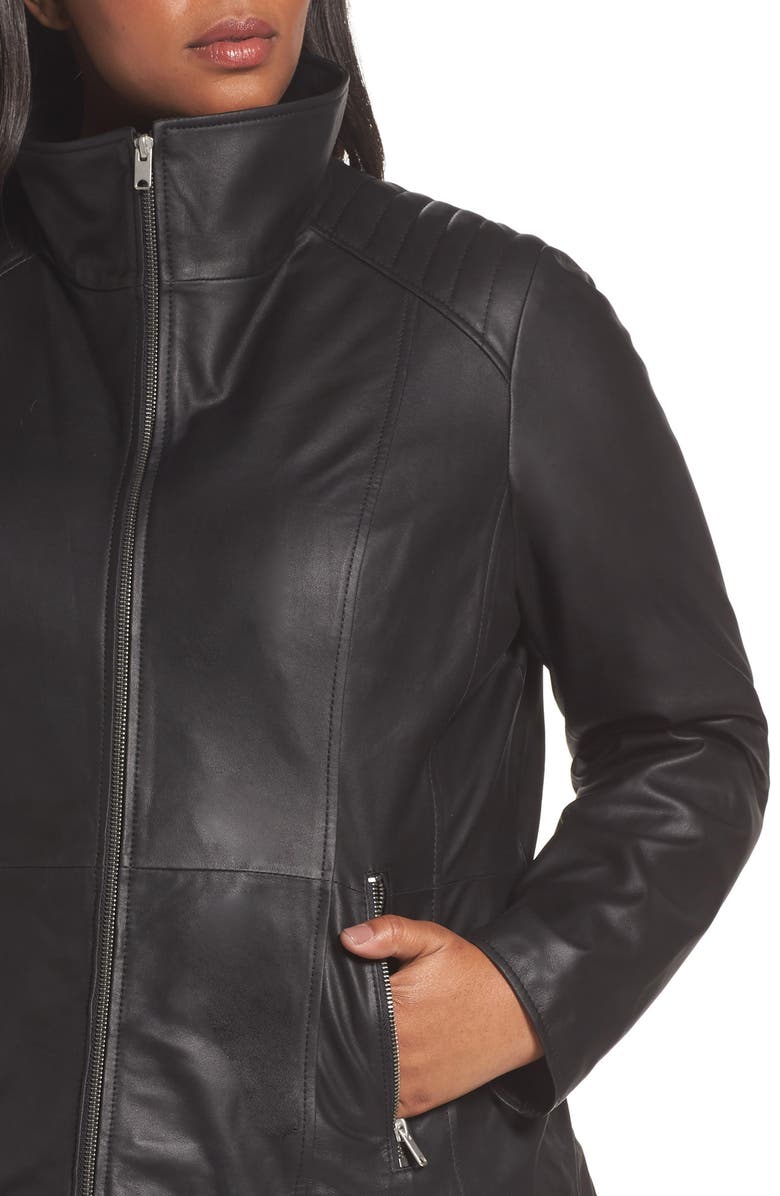 Andrew Marc Fabian Leather Moto Jacket, Alternate, color, Black