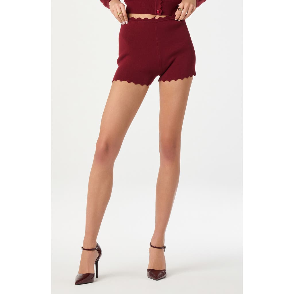 Astr The Label Scalloped Edge Knit Shorts In Red