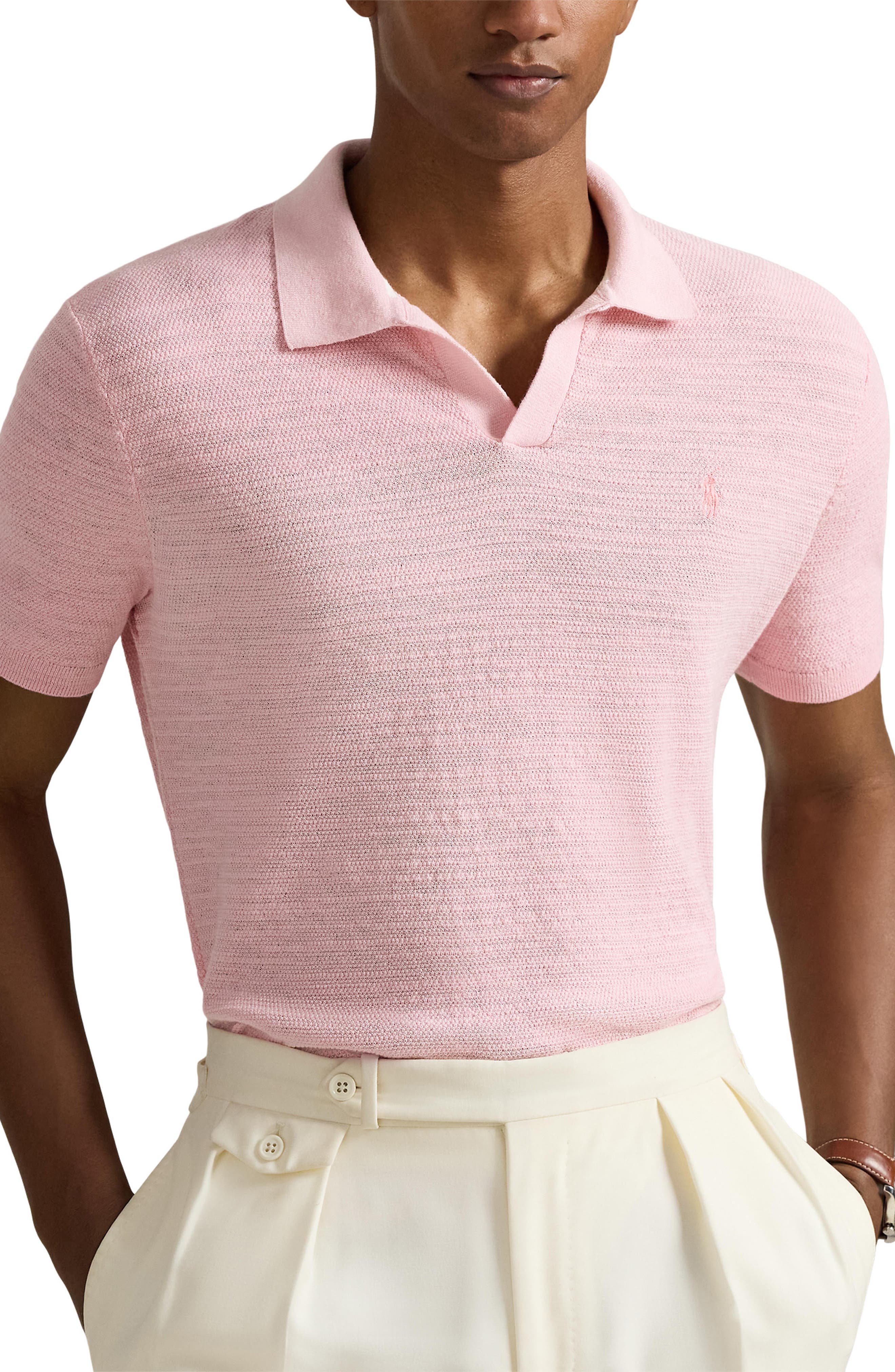 Textured Seed Stitch Cotton & Linen Polo (Men) | Nordstrom