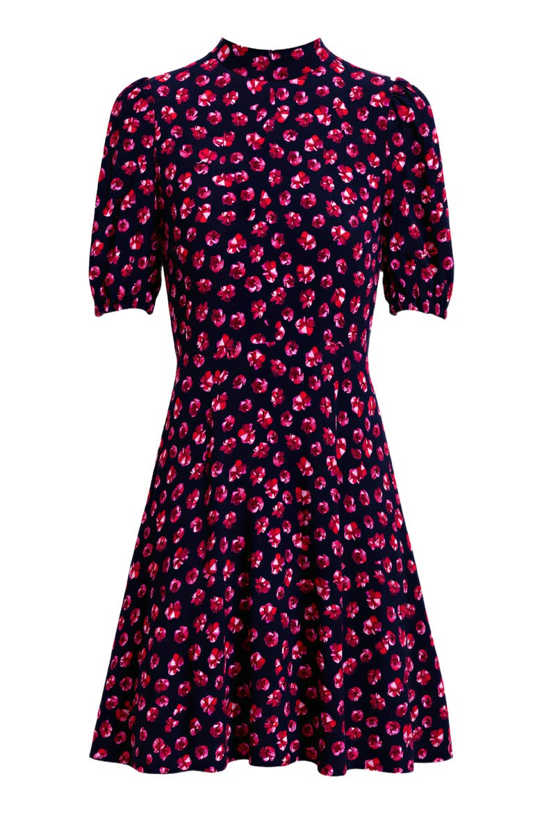 Dolly Print Mock Neck Minidress, Alternate, color, HIBISCUS DOT MARITIME
