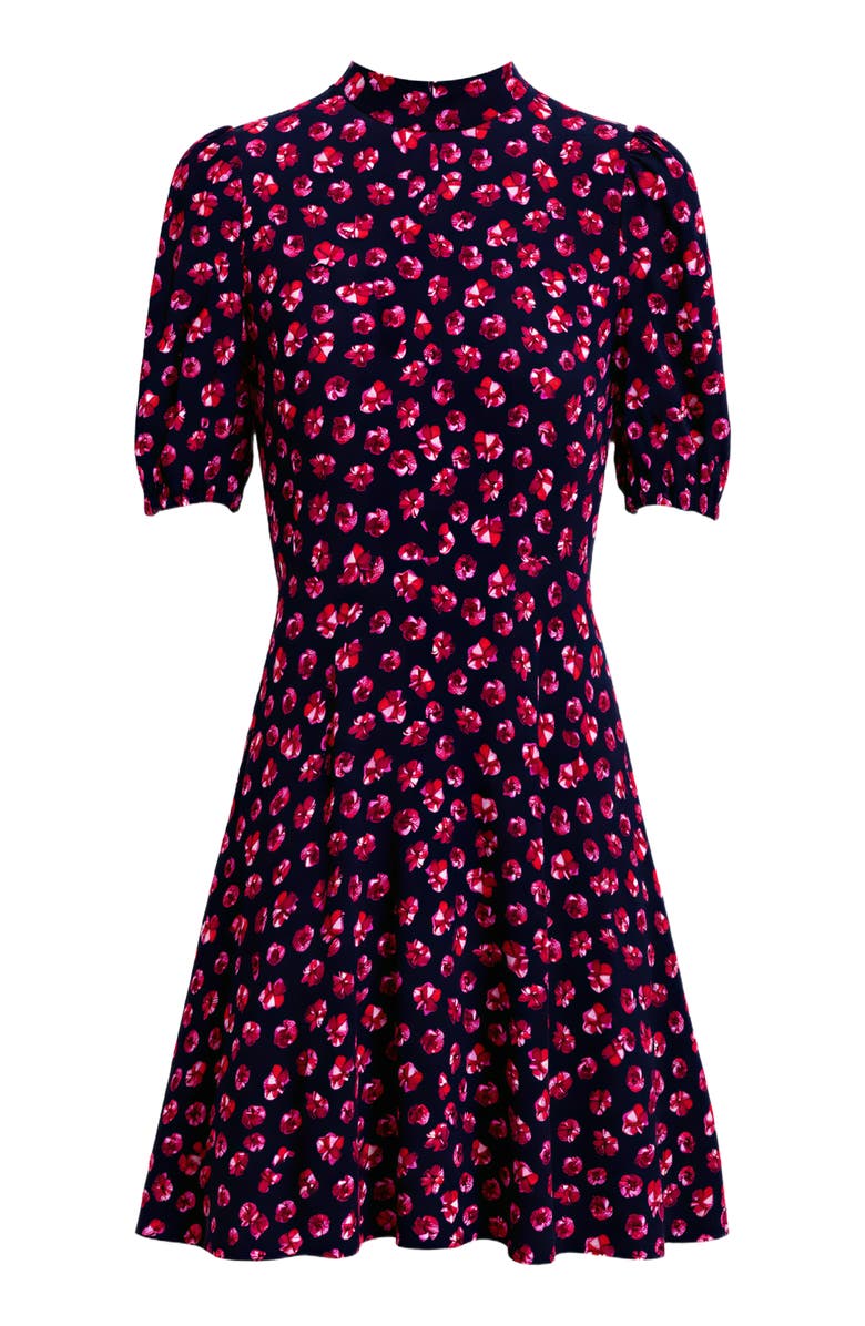 DVF Dolly Print Mock Neck Minidress, Alternate, color, Hibiscus Dot Maritime