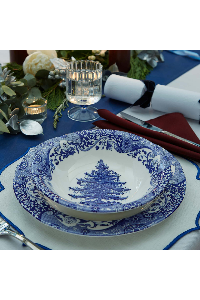 Blue Italian Christmas Cereal Bowl, Alternate, color, Blue