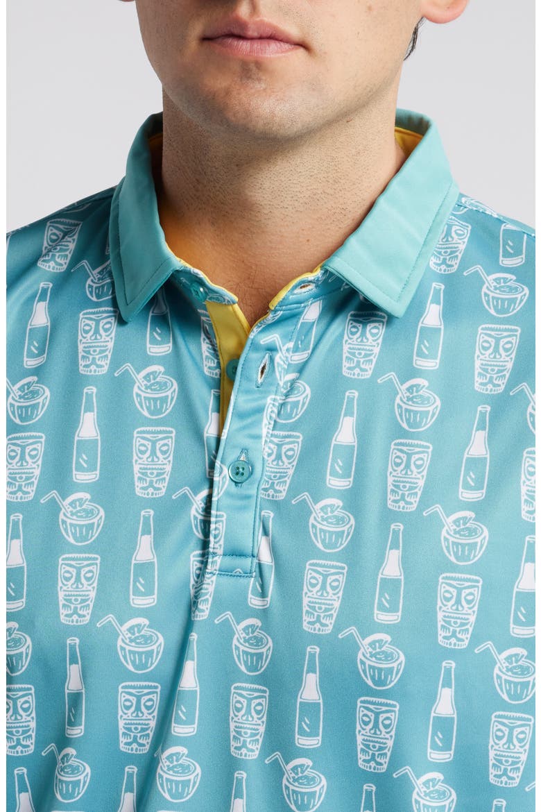 Elliott Tropical Libations Print Golf Polo, Alternate, color, PACIFIC