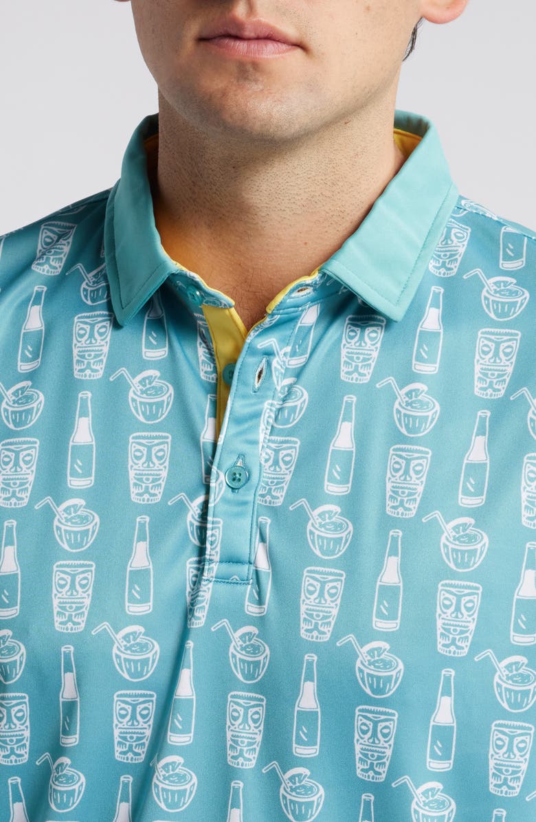 Swannies Elliott Tropical Libations Print Golf Polo, Alternate, color, Pacific