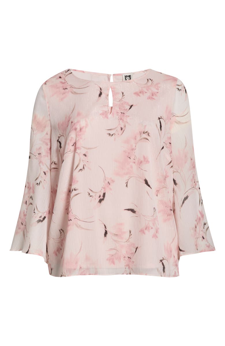 Anne Klein Metallic Print Top, Main, color, Soft Blossom Multi