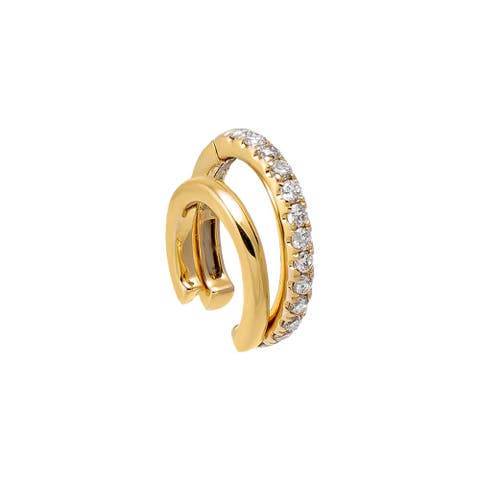Diamond Solid/Pave Ear Cuff 14K