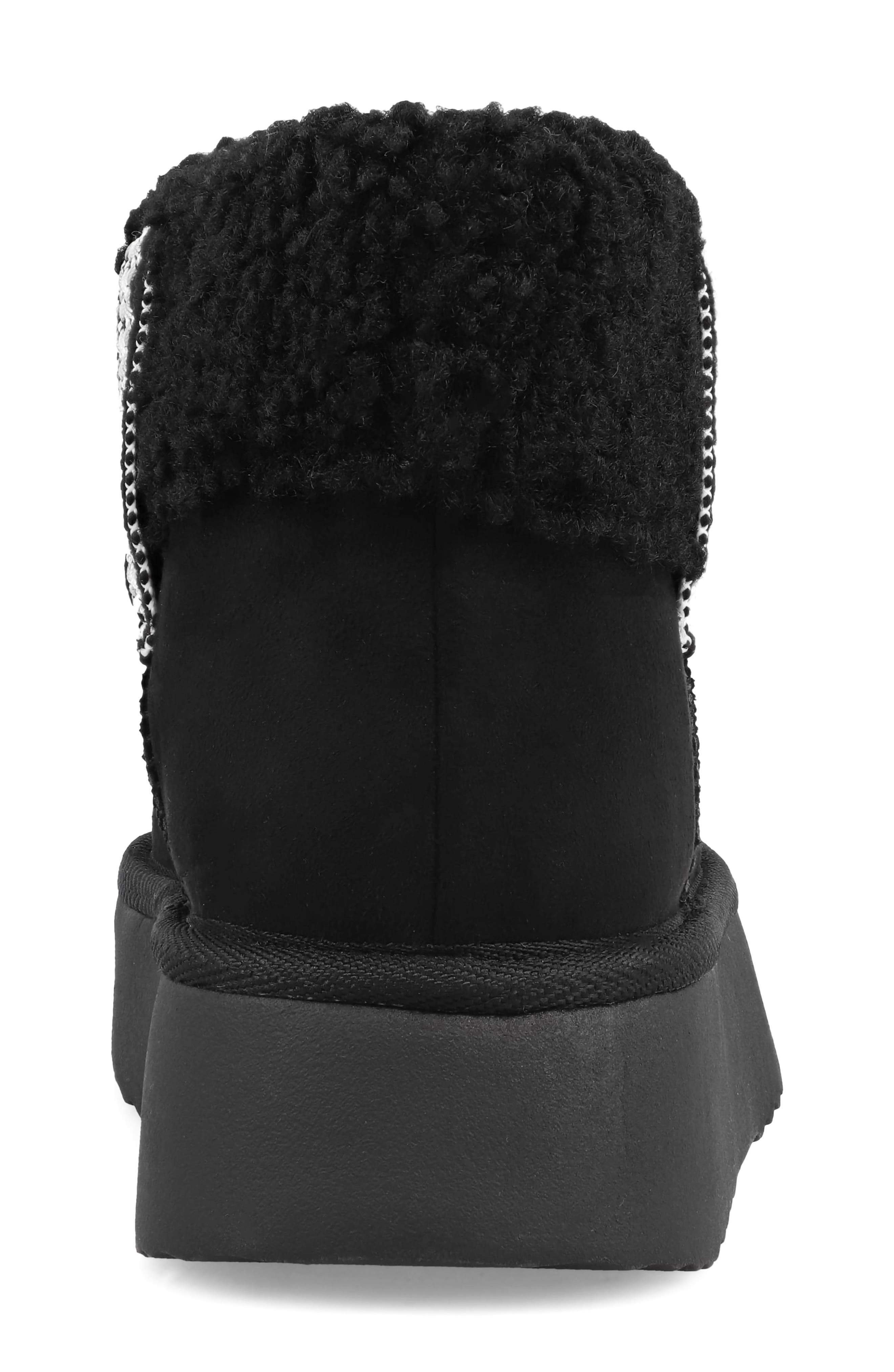 MIA Iceland Faux Shearling Platform Bootie, Alternate, color, Black