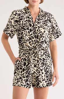 Sanctuary Baja Short Sleeve Tie Front Button-Up Shirt