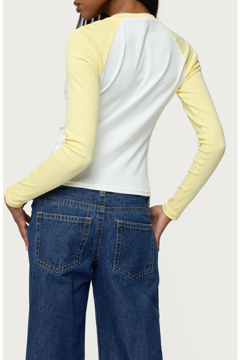Tommi Raglan Sleeve T-Shirt, Alternate, color, WHITE-AND-YELLOW