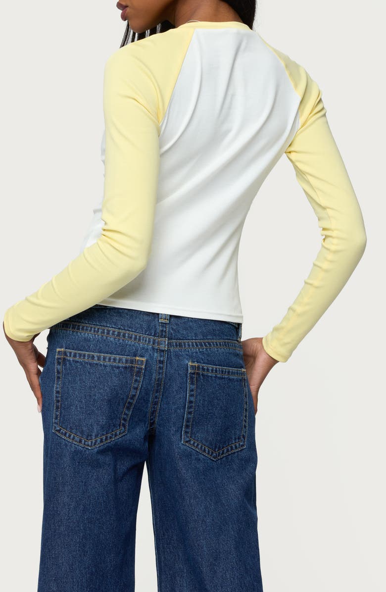 EDIKTED Tommi Raglan Sleeve T-Shirt, Alternate, color, White-And-Yellow