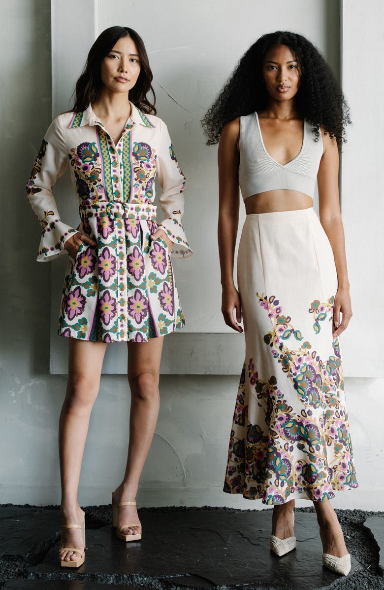 CIEBON Riley Floral Maxi Skirt, Alternate, color, Cream Multi