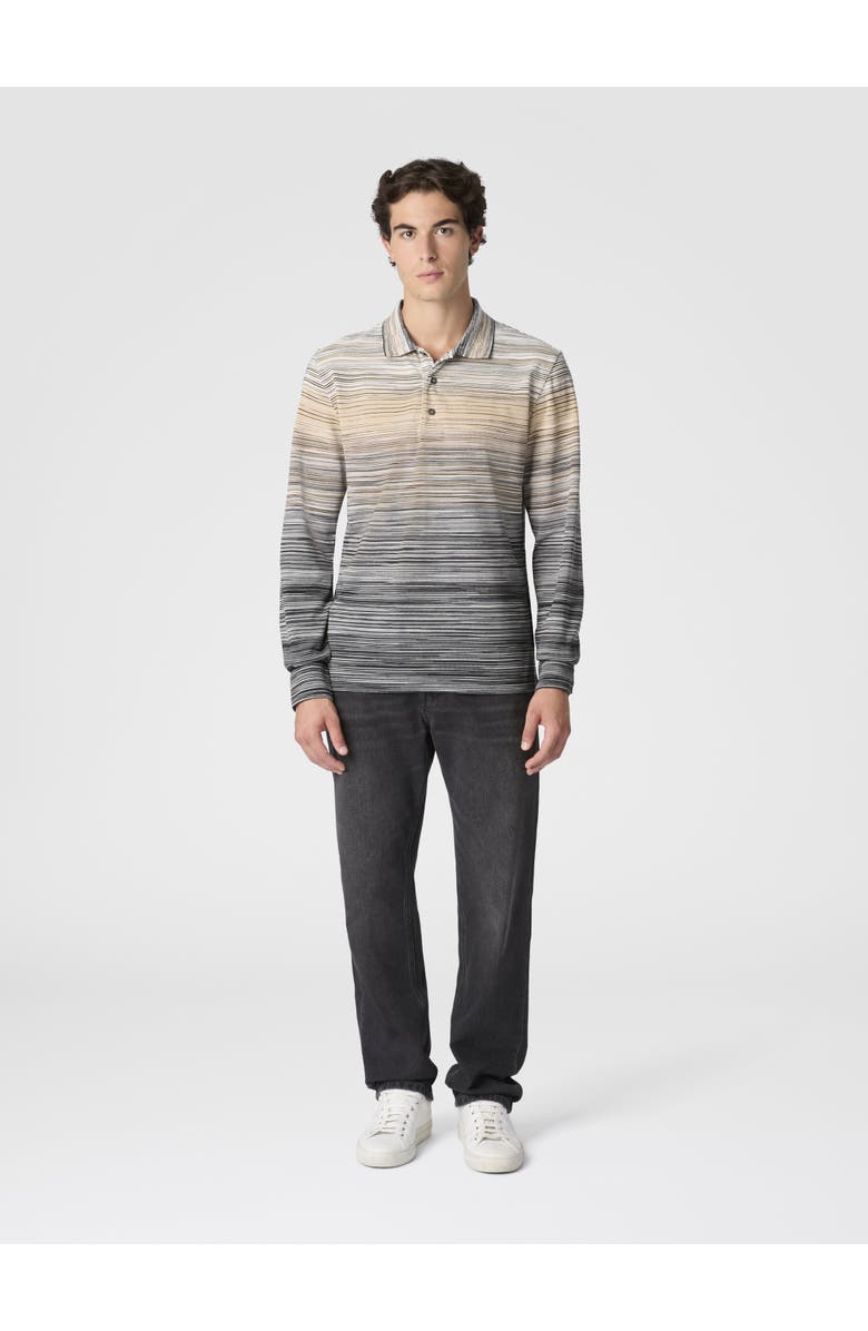 Missoni Long Sleeve Polo With Flame Knit, Alternate, color, Grey