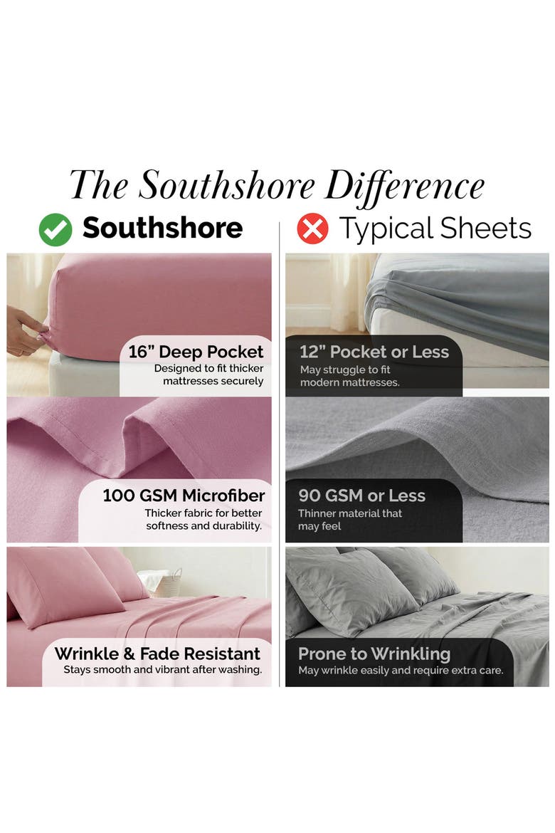 Southshore Essentials Double Brushed 100 GSM Sheet Set, Alternate, color, ROSE